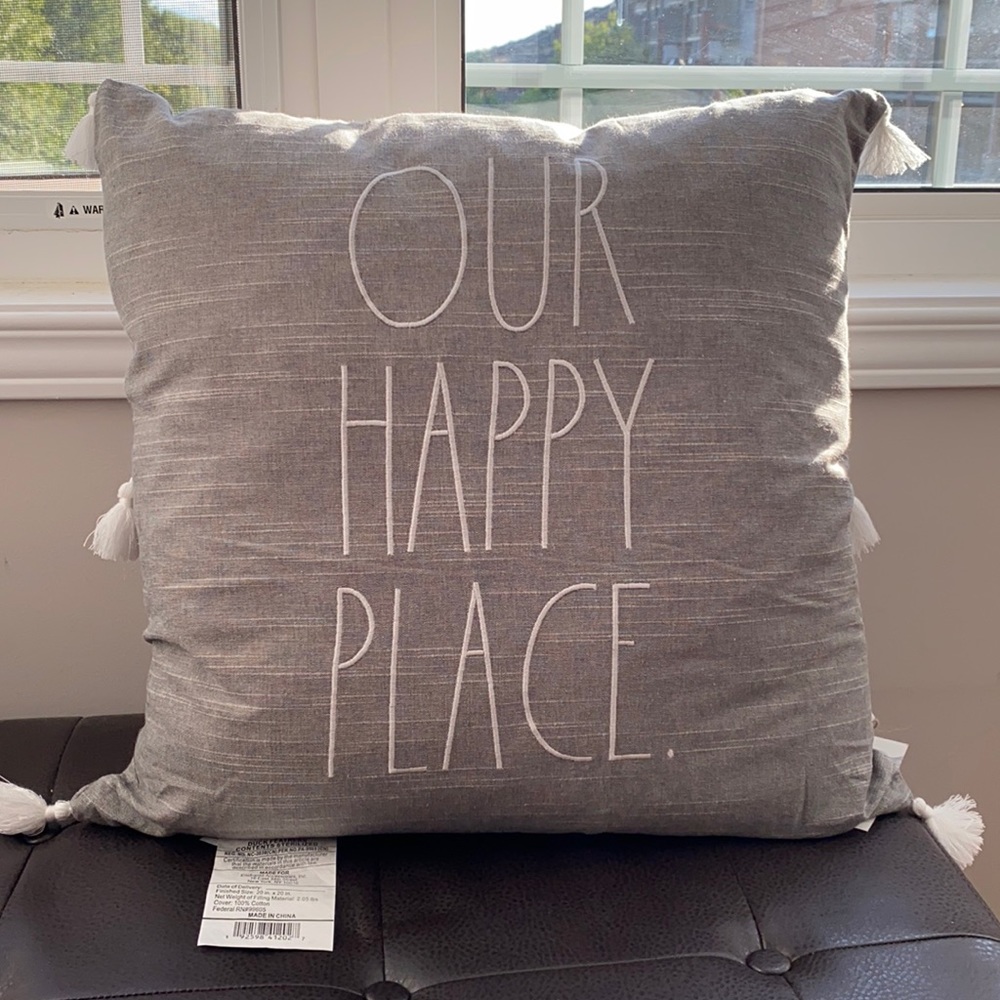 NEW Rae Dunn pillow “OUR HAPPY PLACE” - Picture 1 of 4
